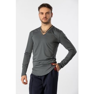 Chemise de danse à manches courtes avec une encolure en V NOIRE L