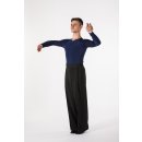 Chemise de danse à manches longues avec une encolure en V Bleue