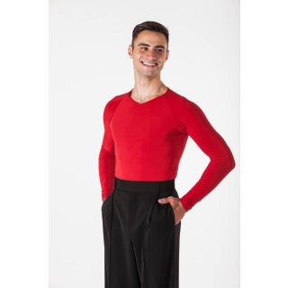 Chemise de danse à manches longues avec une encolure en V Rouge L