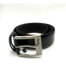 Logo Leather Belt with Metal Buckle